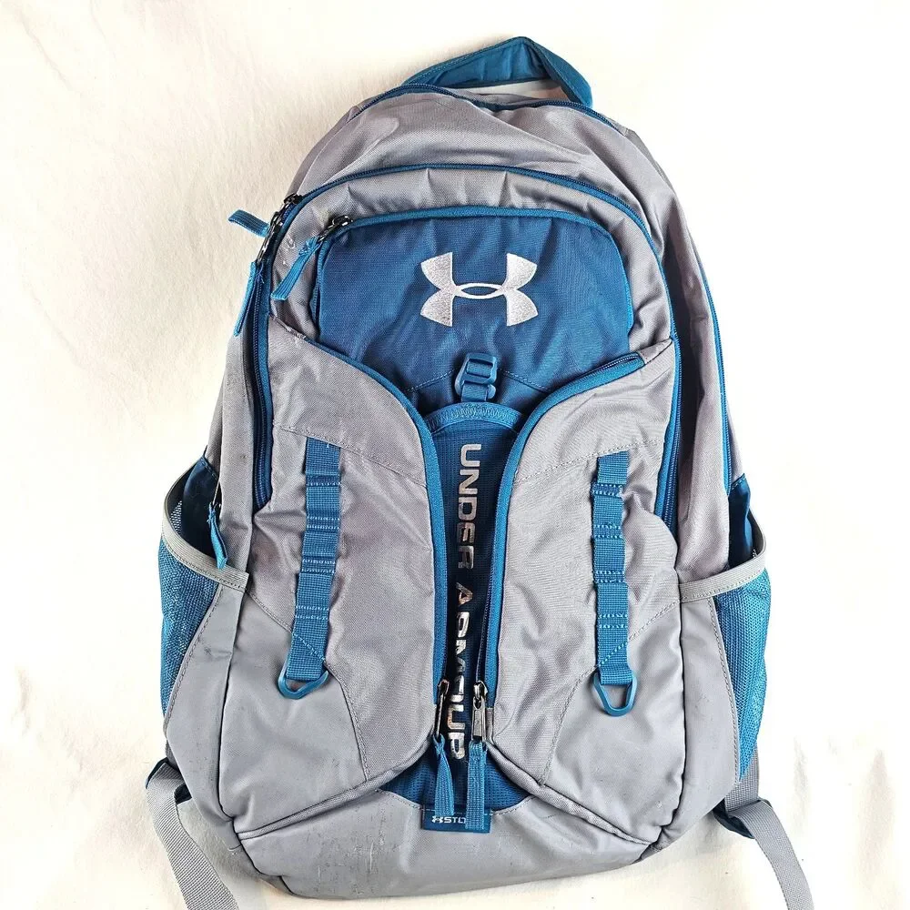 Under Armour Backpack Blue Gray Storm Laptop School Bag Padded Athletic Travel